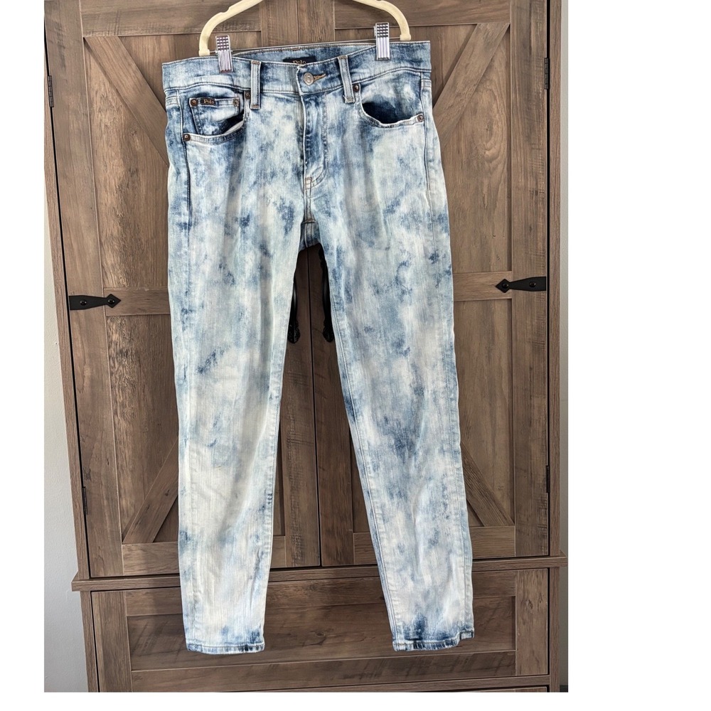 Polo Ralph Lauren Acid Wash Skinny Jeans Light Blue Denim Size 27